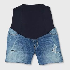 Crossover Panel Midi Maternity Jean Shorts - Isabel Maternity by Ingrid & Isabel